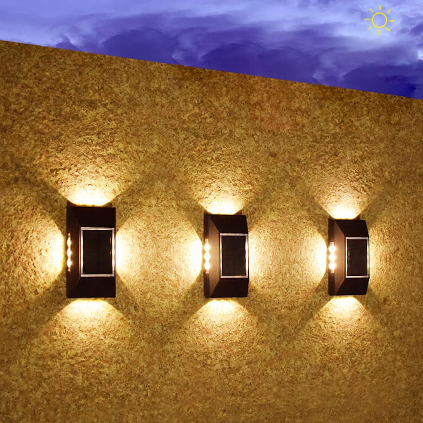 Solar Around Lighting Garden Outdoor Light Wall Sconce Lamp