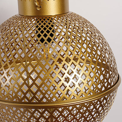 Iron Glass Skeletonized Ball 1-Light Wall Sconce Lamp