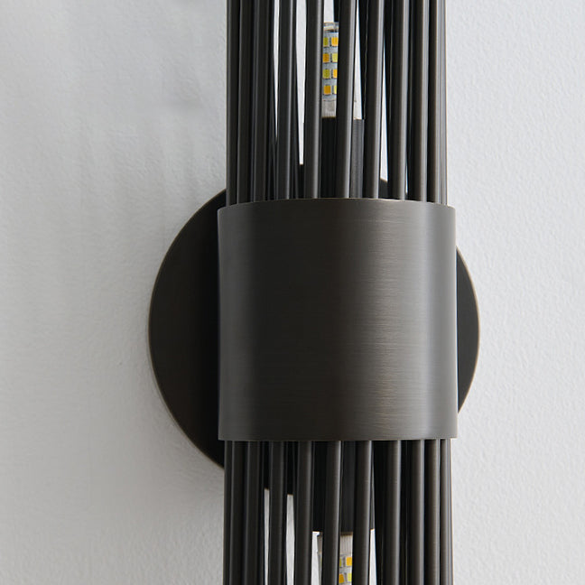 Cylindrical Copper Acrylic 2-Light Wall Sconce Lamp