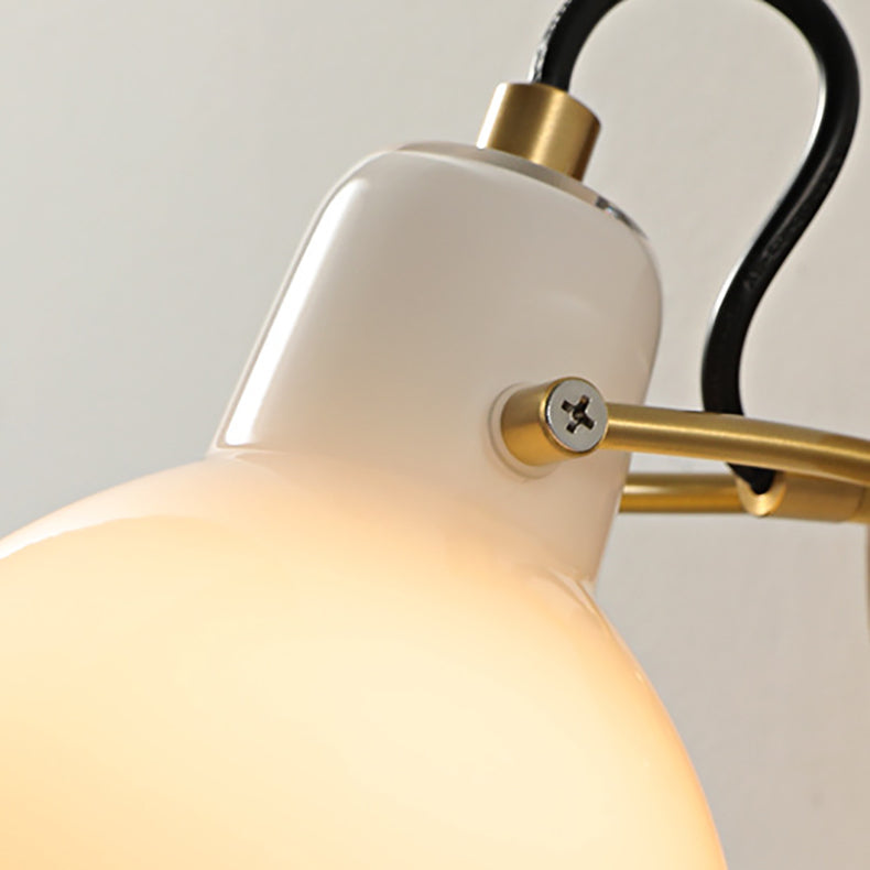 Simplicity Wood Glass Round Conic 1-Light Wall Sconce Lamp