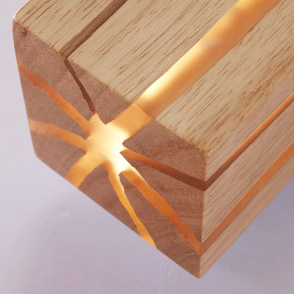 Geometric Cuboid Cracked Wood Grain LED Wall Sconce Lamp