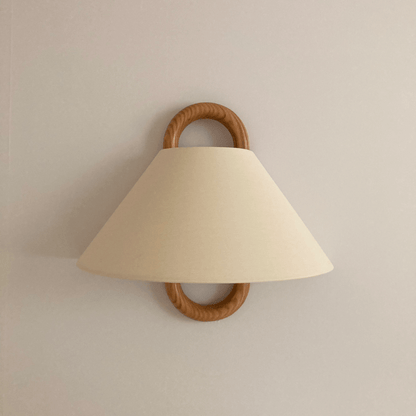 Modern Solid Wood Pleated Semicircle 1-Light Wall Sconce