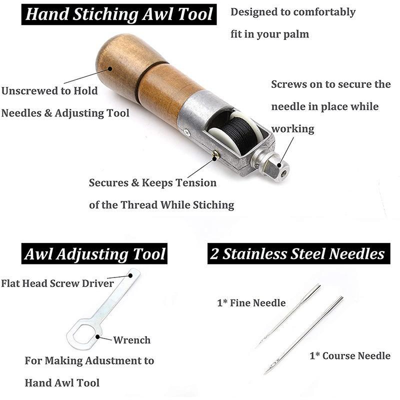 Hand Sewing Awl Kit with Waxed Thread