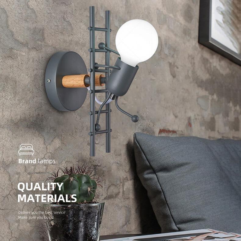 Wrought 1-Light Stair Climbing Villain Robot Sconce Lamp
