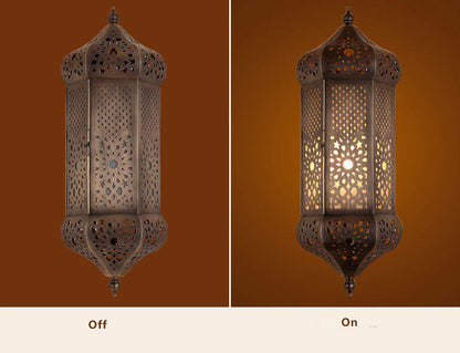 Hollowed Column Copper Moroccan 1-Light Wall Sconce Lamp