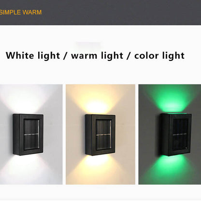 Solar Square Up and Down Lighted LED Outdoor Waterproof Garden Wall Sconce Lamp