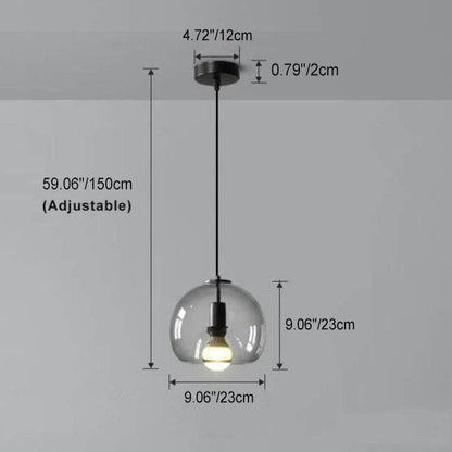 Minimalist Smoke Gray Hand-Blown Glass Dome Pendant