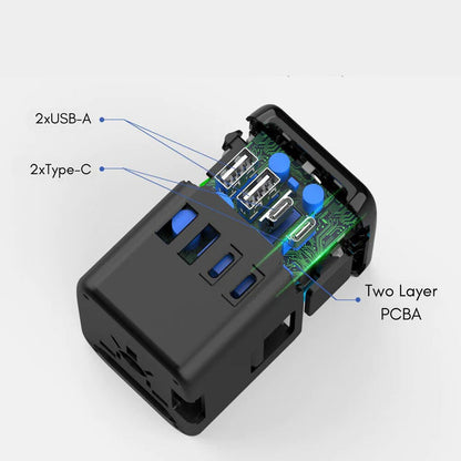 Universal Travel Adapter with 4 Plug Types