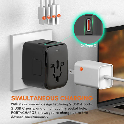 Universal Travel Adapter with 4 Plug Types