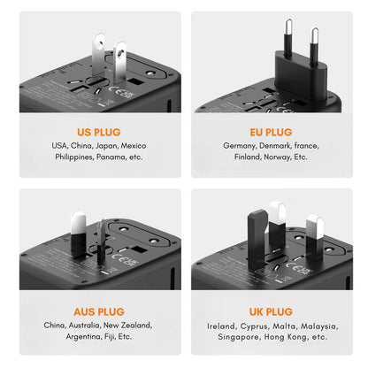 Universal Travel Adapter with 4 Plug Types