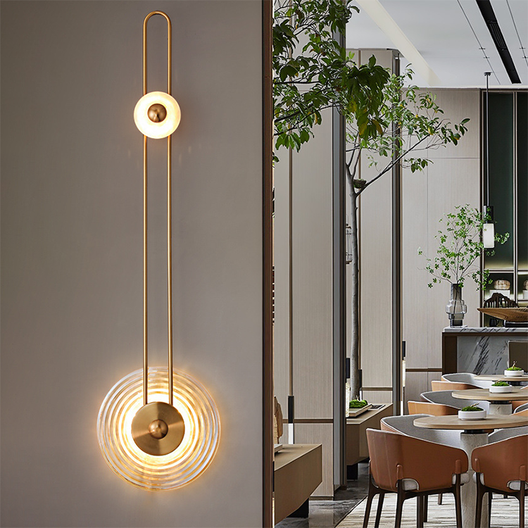 Deco Grain Glass Shade Iron Long Pole LED Wall Sconce Lamp