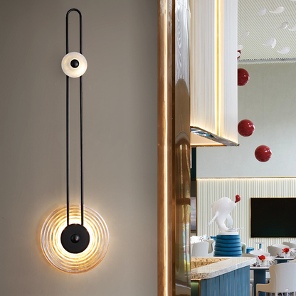 Deco Grain Glass Shade Iron Long Pole LED Wall Sconce Lamp
