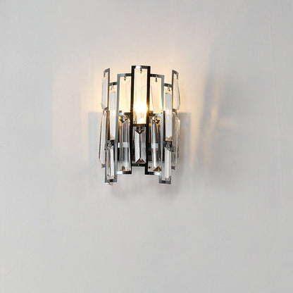 Half Stainless Steel Crystal 1-Light Wall Sconce Lamp