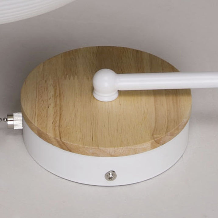 Macaron Pole Round Cup Iron Wood 1-Light Wall Sconce Lamp