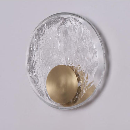 Brass Water-ripple Round Crystal LED Wall Sconce Lamp