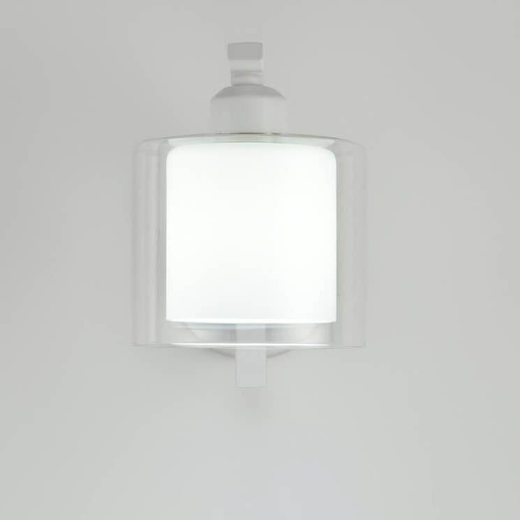 Deco Cylinder Cup Glass Metal 1-Light Wall Sconce Lamp