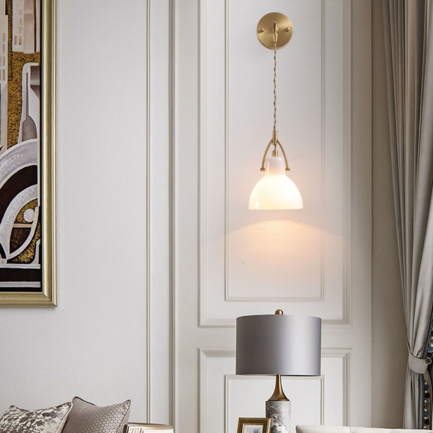 European All Brass Glass 1-Light Wall Sconce Lamp