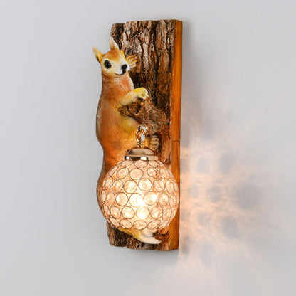 Creative Squirrel Resin Crystal 1-Light Wall Sconce Lamp