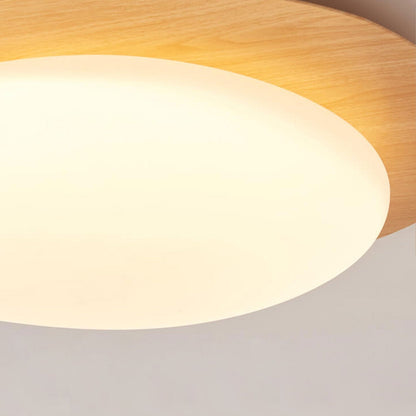 Nordic Iron Wood Grain Pebble LED Flush Mount Light