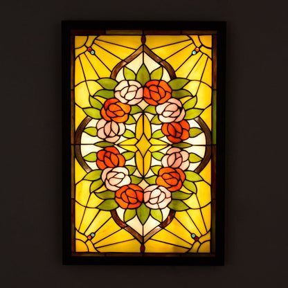 Tiffany Rose Pattern Mural Design LED Wall Sconce Lamp