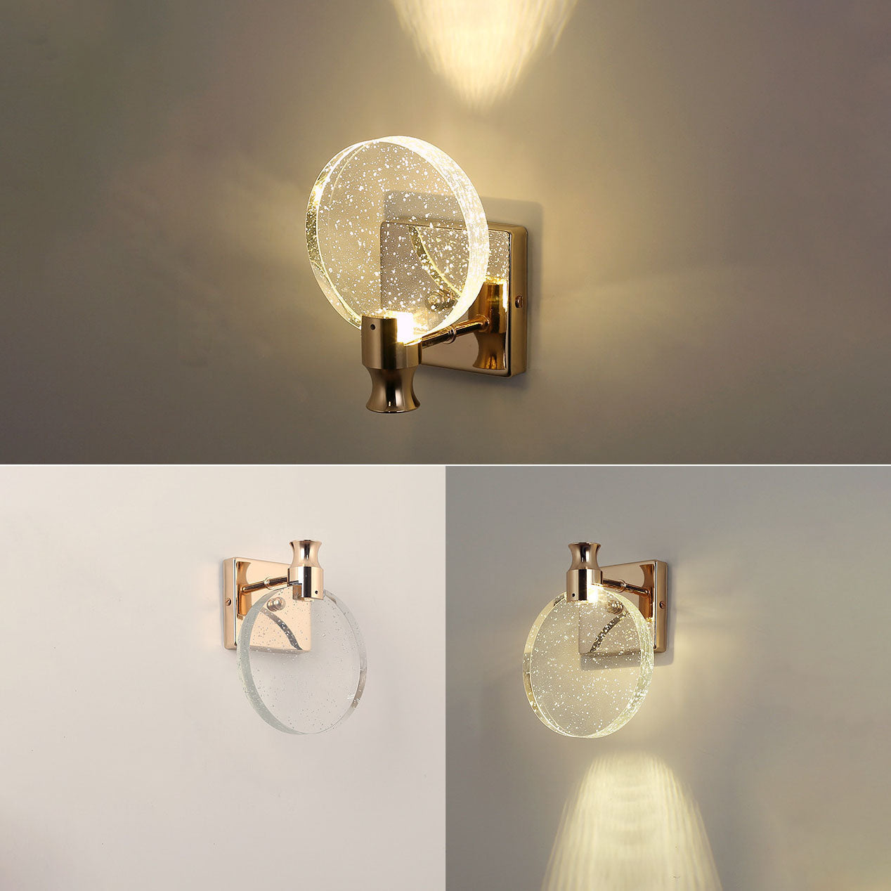 Round Bubble Crystal Aluminum Iron LED Wall Sconce Lamp