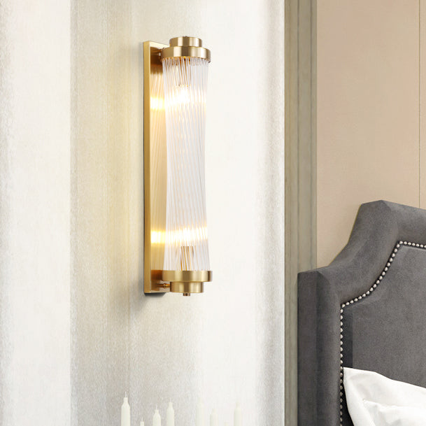 European Iron Glass Cylinder 2-Light Wall Sconce Lamp