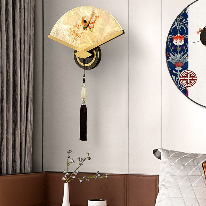 Chinese Copper Magnesium Acrylic LED Wall Sconce Lamp