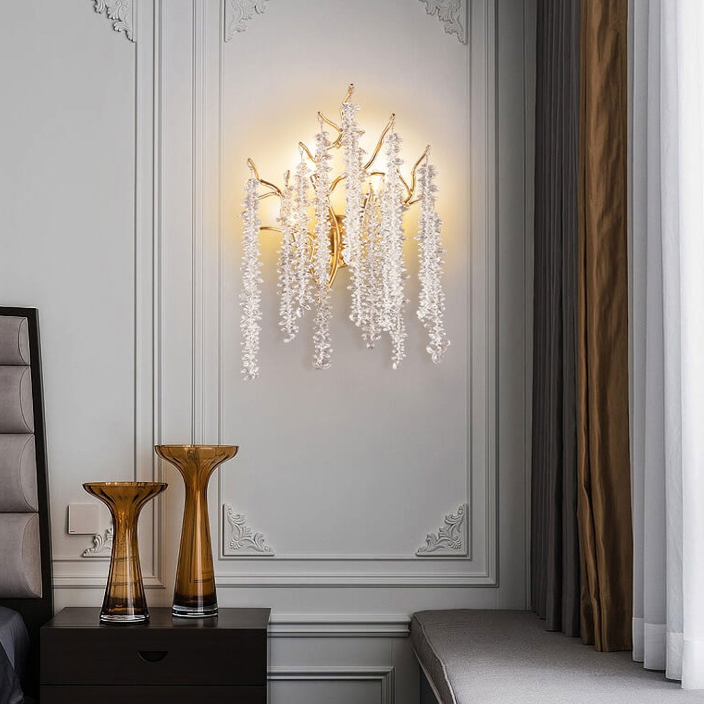 Light Luxury Tree Branch Crystal 3-Light Wall Sconce Lamp