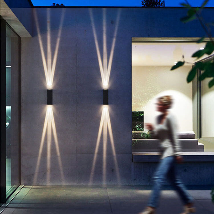 Modern Aluminum Lens Outdoor Patio Double-headed LED Wall Sconce Lamp