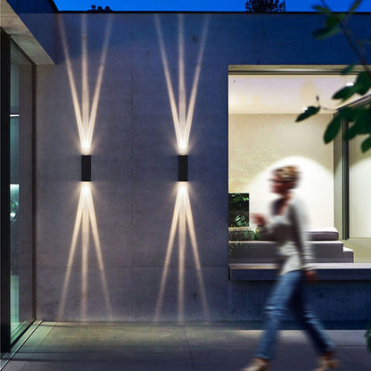 Modern Aluminum Lens Outdoor Patio Double-headed LED Wall Sconce Lamp