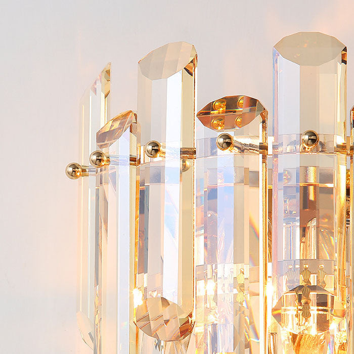 Tiered Prismatic Dazzling Crystal 4-Light Wall Sconce Lamp