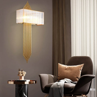 Light Luxury Crystal Square Strip 2-Light Wall Sconce Lamp