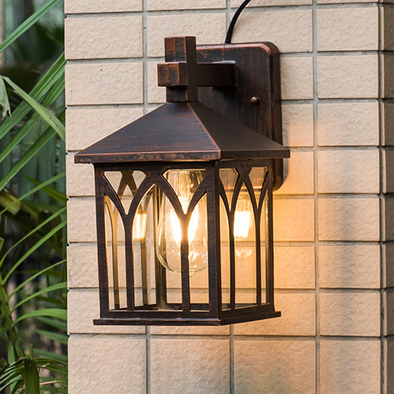 Waterproof Aluminum Glass Cubic 1-Light Wall Sconce Lamp