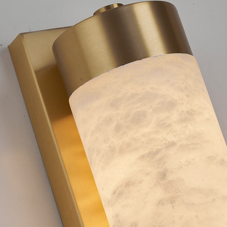 Light Luxury Full Copper Marble Column LED Wall Sconce Lamp