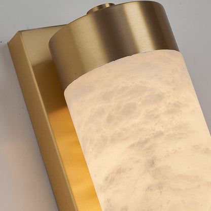 Light Luxury Full Copper Marble Column LED Wall Sconce Lamp