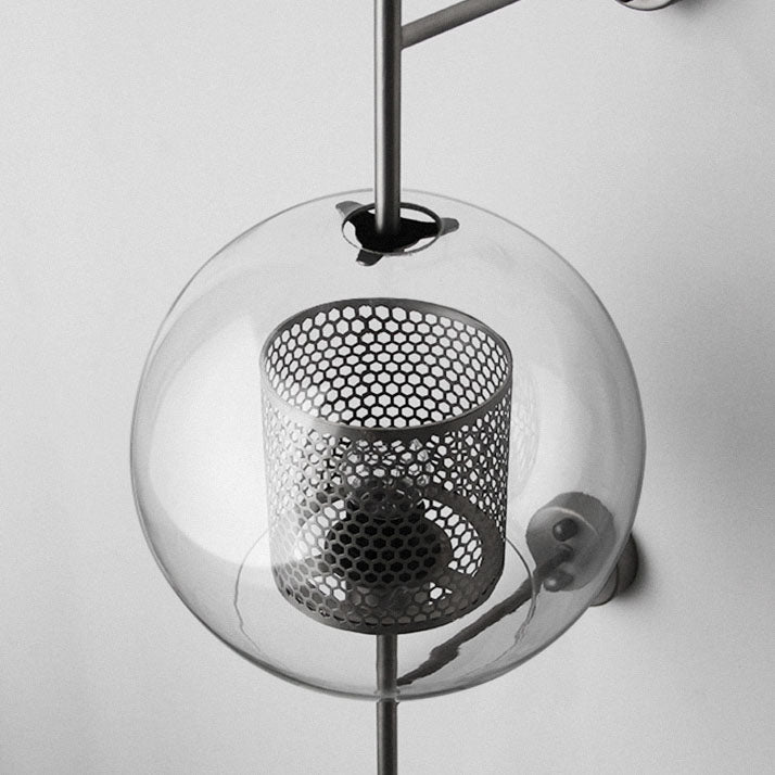Iron Frame Spherical Glass Shade 1-Light Wall Sconce Lamp