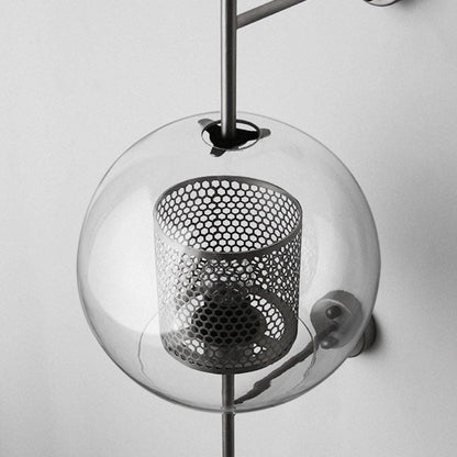Iron Frame Spherical Glass Shade 1-Light Wall Sconce Lamp