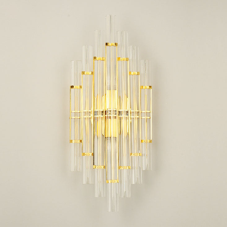 Crystal Column Rechargeable 2-Light Wall Sconce Lamp