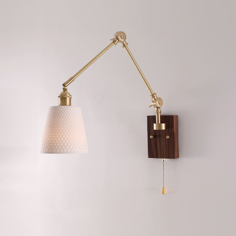 Japanese Ceramic Glass Round Shade 1-Light Wall Sconce Lamp