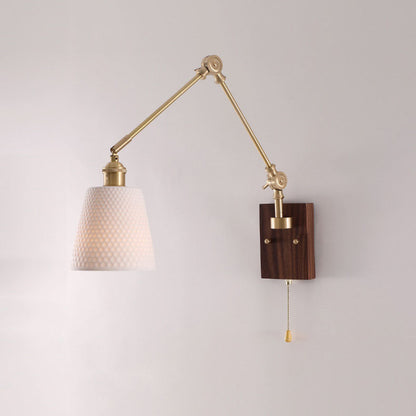 Japanese Ceramic Glass Round Shade 1-Light Wall Sconce Lamp