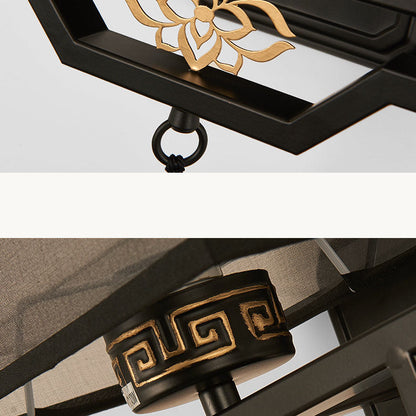 Chinese Tasseled Iron Fabric 1-Light Wall Sconce Lamp