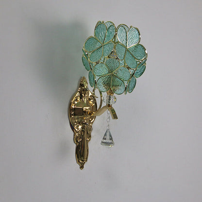 Tiffany Gold Frame Glass Metal 1-Light Wall Sconce Lamp