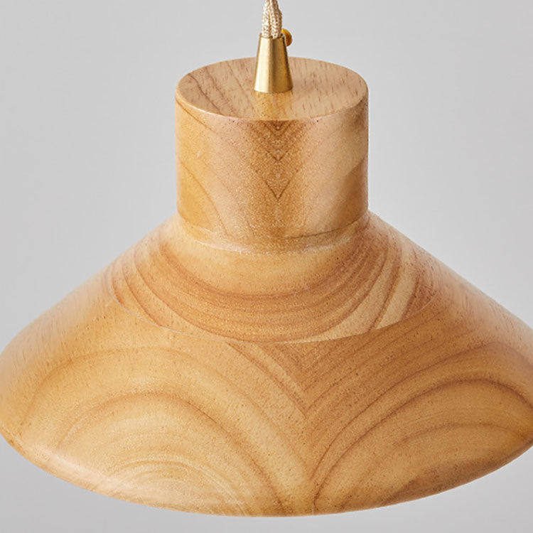 Japanese Conic Rubber Wood 1-Light Wall Sconce Lamp