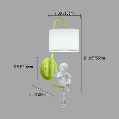 French Iron Crystal Resin Fabric 1-Light Wall Sconce Lamp
