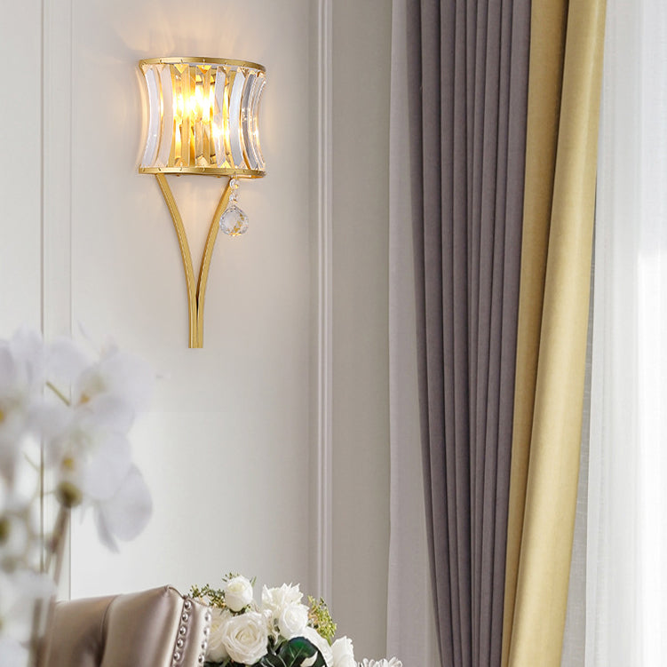 Half Triangle Iron Crystal 1-Light Wall Sconce Lamp