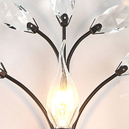 European Wrought Iron Crystal 1-Light Wall Sconce Lamp