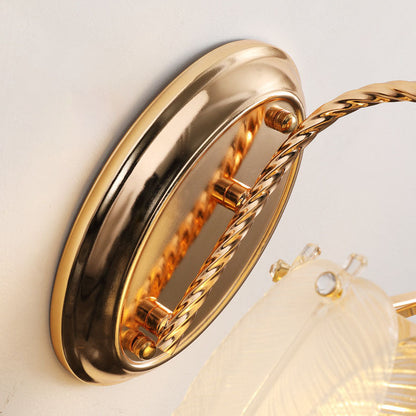 French Feather Cylinder Glass Iron 1-Light Wall Sconce Lamp