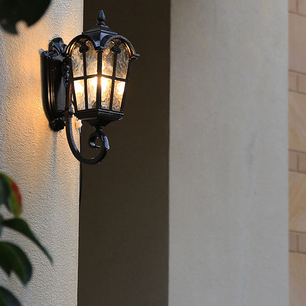 Waterproof Glass Cylinder Ripple 1-Light Wall Sconce Lamp