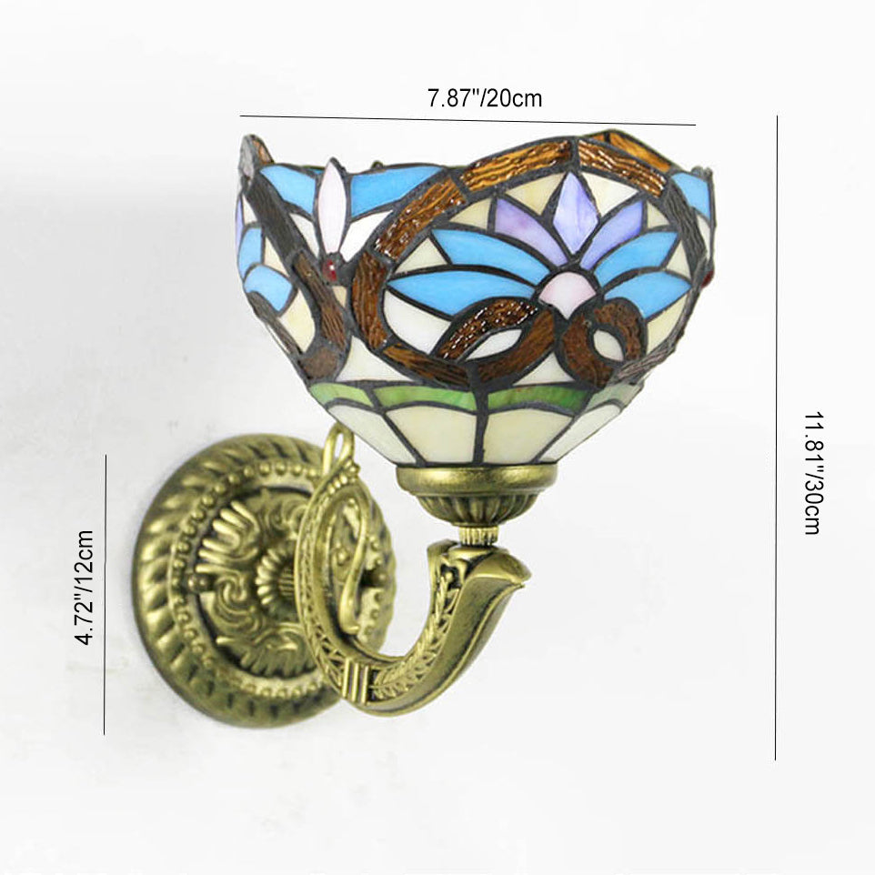 Tiffany Zinc Alloy Stained Glass 1-Light Wall Sconce Lamp