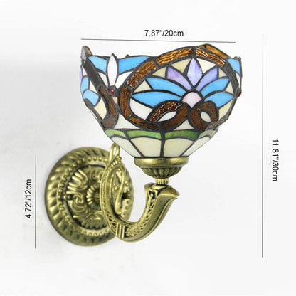 Tiffany Zinc Alloy Stained Glass 1-Light Wall Sconce Lamp